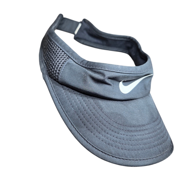 Nike Featherlight Dri-Fit Black Golf Running Visor Hat Adjustable - Picture 2 of 4